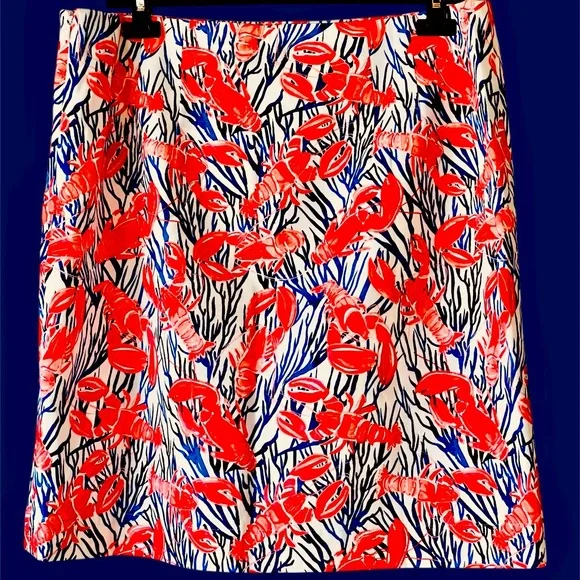 TALBOTS Vibrant Lobster Nautical Beach Boating Skirt | Size 12 | Preowned - Picture 1 of 8